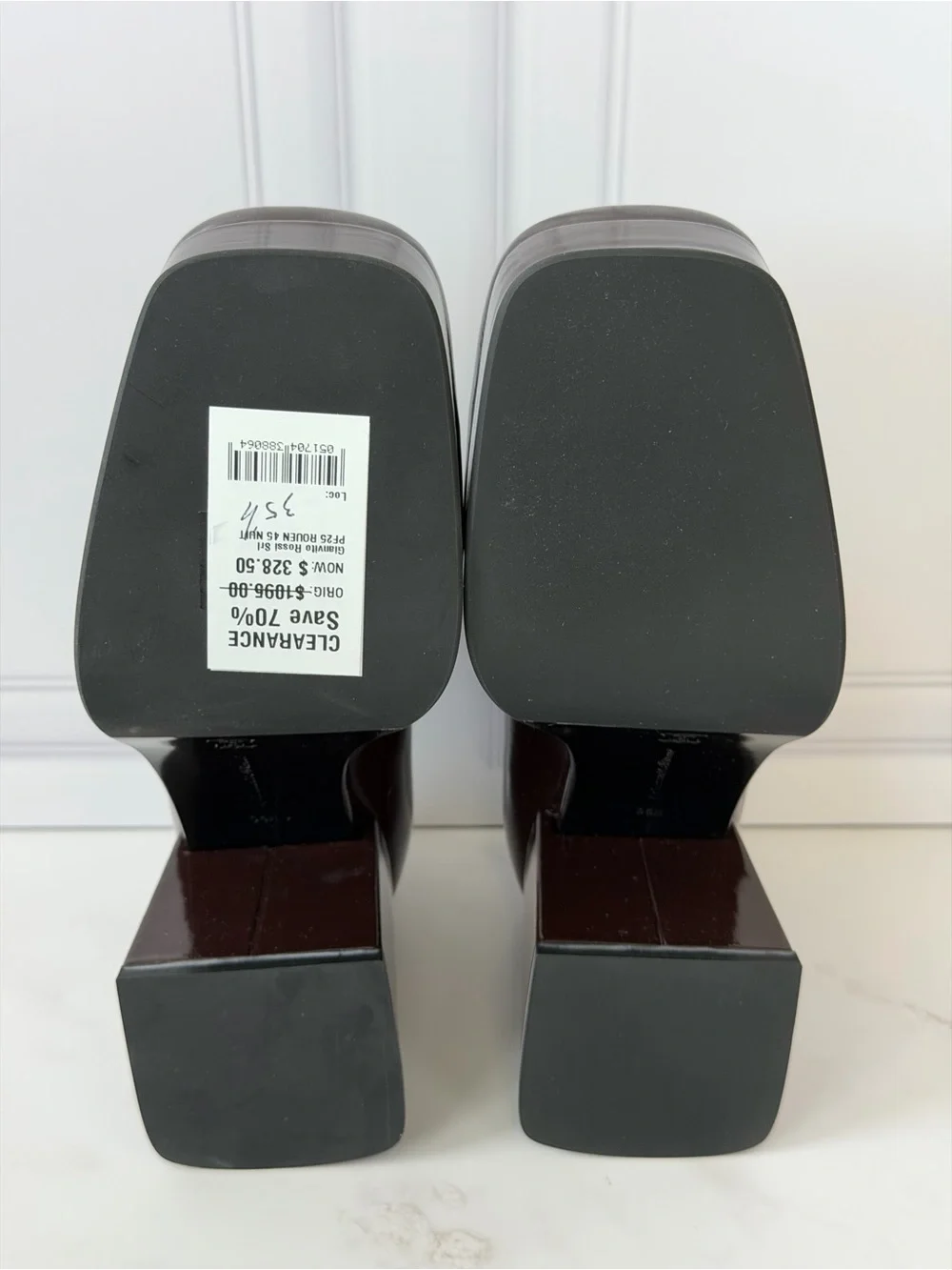 Gianvito Rossi Dark Brown Patent Leather Platform Loafers